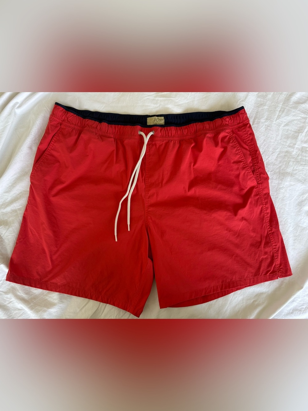🔥SALE🔥 J. Crew Original Swimwear Red Mesh Lined Swim Trunks XXL LIKE NEW - Picture 2 of 11